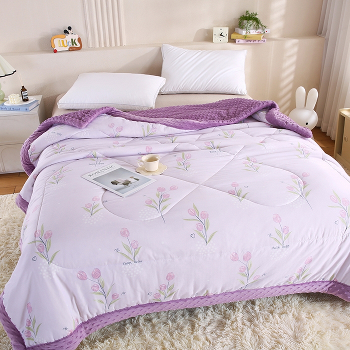 91家纺网 家纺一手货源 找家纺 欧朵 2025新款A类水洗棉豆豆绒被子冬被大豆被芯春秋被冬被 幼儿园 学生宿舍 四季被空调被子花漫雨露