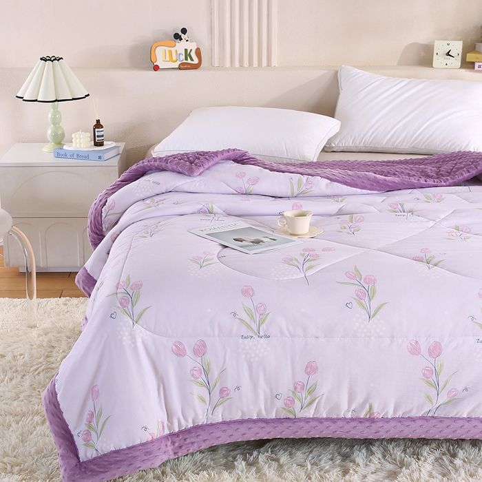 91家纺网 家纺一手货源 找家纺 欧朵 2025新款A类水洗棉豆豆绒被子冬被大豆被芯春秋被冬被 幼儿园 学生宿舍 四季被空调被子花漫雨露