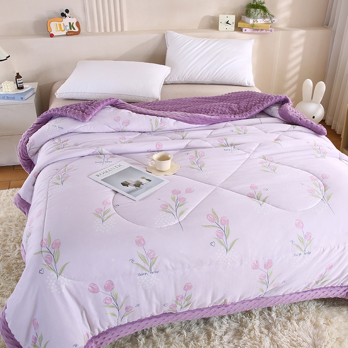 91家纺网 家纺一手货源 找家纺 欧朵 2025新款A类水洗棉豆豆绒被子冬被大豆被芯春秋被冬被 幼儿园 学生宿舍 四季被空调被子花漫雨露