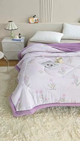 91家纺网 家纺一手货源 找家纺 欧朵 2025新款A类水洗棉豆豆绒被子冬被大豆被芯春秋被冬被 幼儿园 学生宿舍 四季被空调被子花漫雨露