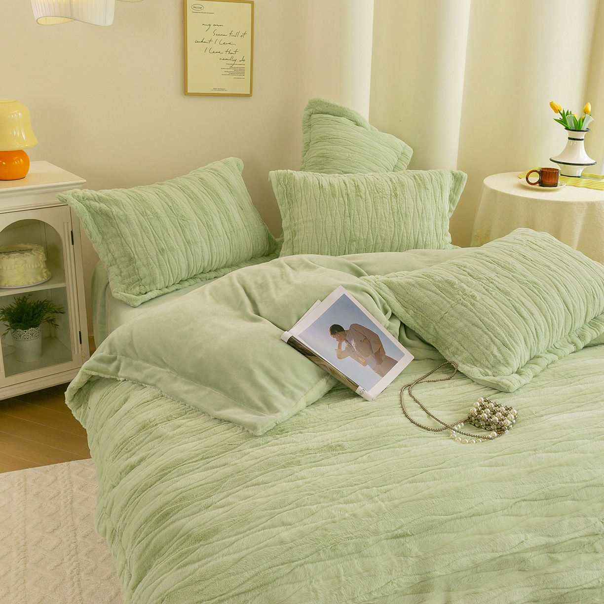 91家纺网 家纺一手货源 找家纺 （总）绒博士 2025新款兔毛绒宽边款四件套--云朵奇遇系列