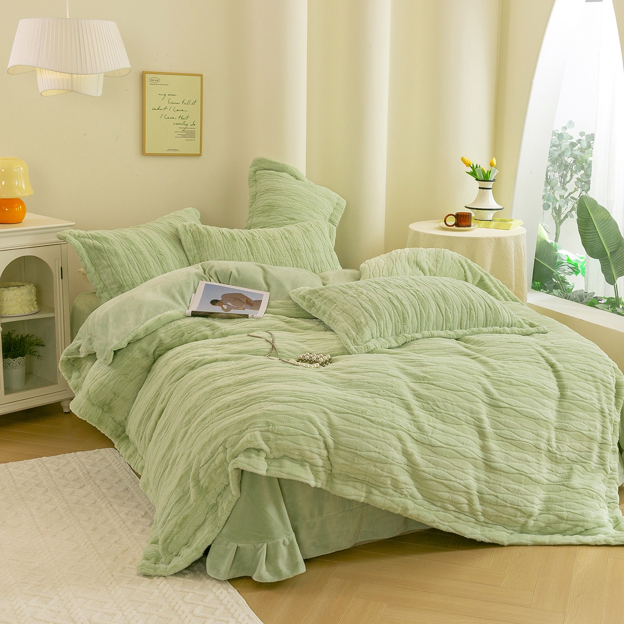 91家纺网 家纺一手货源 找家纺 （总）绒博士 2025新款兔毛绒宽边款四件套--云朵奇遇系列