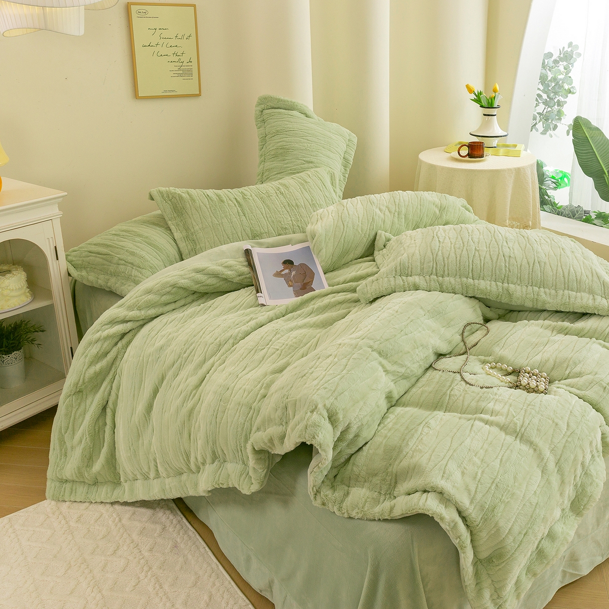 91家纺网 家纺一手货源 找家纺 （总）绒博士 2025新款兔毛绒宽边款四件套--云朵奇遇系列