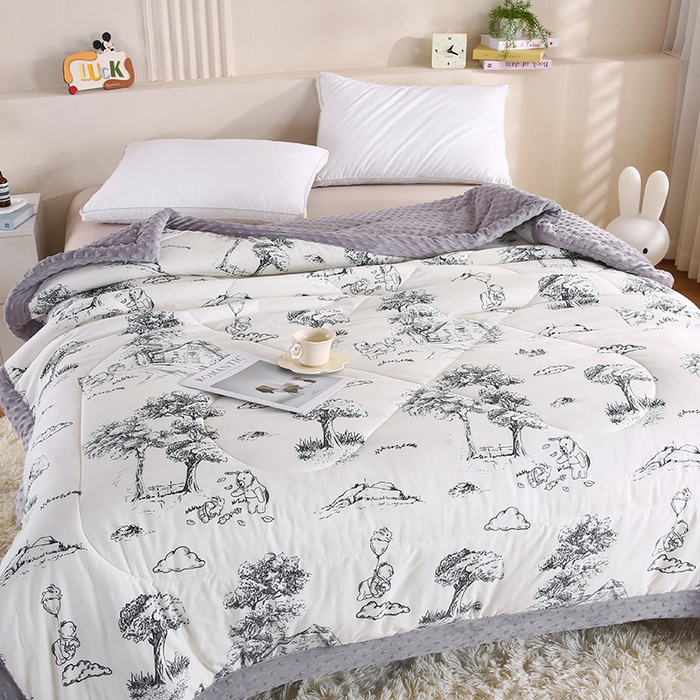 91家纺网 家纺一手货源 找家纺 欧朵 2025新款A类水洗棉豆豆绒被子冬被大豆被芯春秋被冬被 幼儿园 学生宿舍 四季被空调被子江南墨色