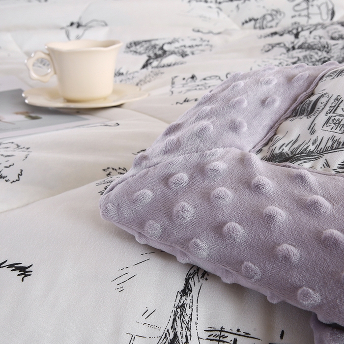 91家纺网 家纺一手货源 找家纺 欧朵 2025新款A类水洗棉豆豆绒被子冬被大豆被芯春秋被冬被 幼儿园 学生宿舍 四季被空调被子江南墨色