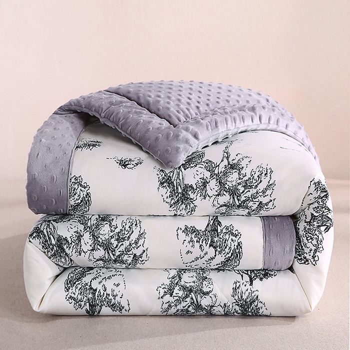 91家纺网 家纺一手货源 找家纺 欧朵 2025新款A类水洗棉豆豆绒被子冬被大豆被芯春秋被冬被 幼儿园 学生宿舍 四季被空调被子江南墨色