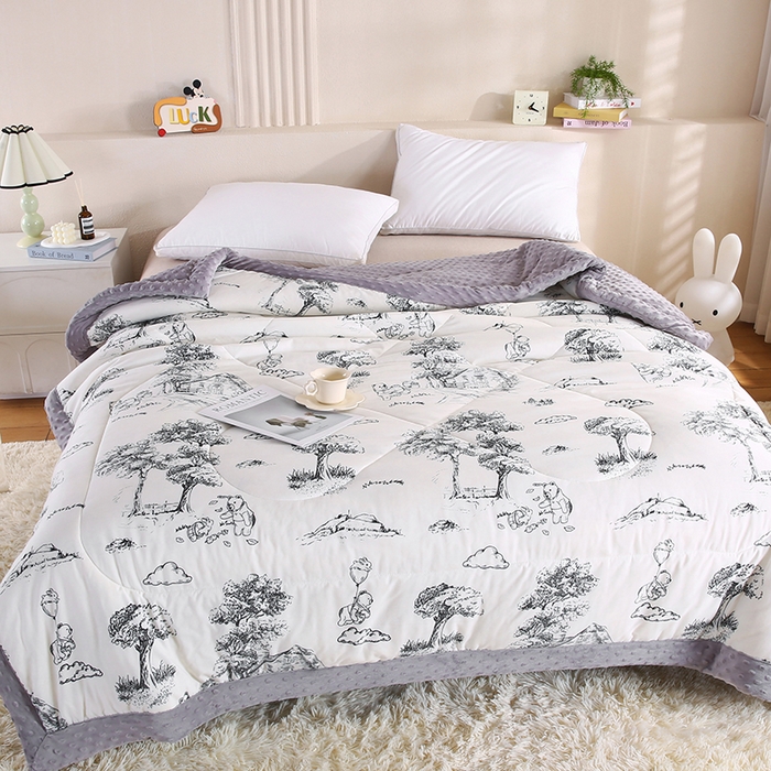 91家纺网 家纺一手货源 找家纺 欧朵 2025新款A类水洗棉豆豆绒被子冬被大豆被芯春秋被冬被 幼儿园 学生宿舍 四季被空调被子江南墨色