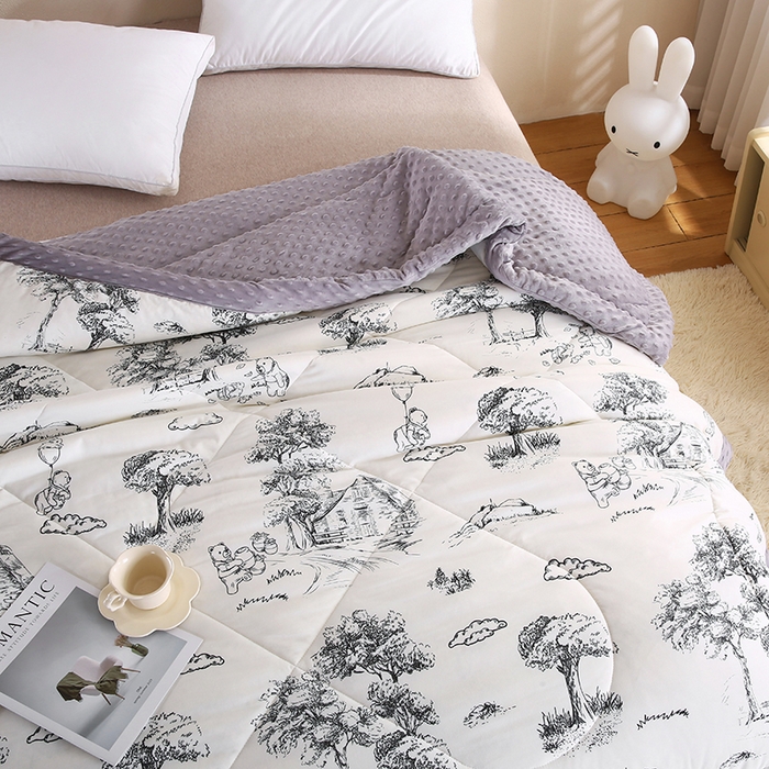 91家纺网 家纺一手货源 找家纺 欧朵 2025新款A类水洗棉豆豆绒被子冬被大豆被芯春秋被冬被 幼儿园 学生宿舍 四季被空调被子江南墨色