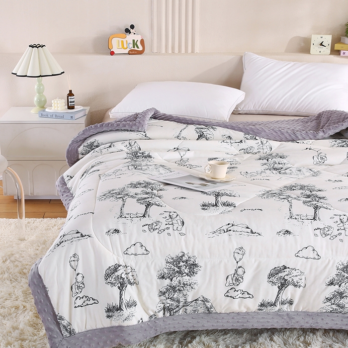 91家纺网 家纺一手货源 找家纺 欧朵 2025新款A类水洗棉豆豆绒被子冬被大豆被芯春秋被冬被 幼儿园 学生宿舍 四季被空调被子江南墨色