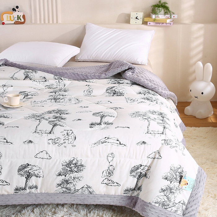 91家纺网 家纺一手货源 找家纺 欧朵 2025新款A类水洗棉豆豆绒被子冬被大豆被芯春秋被冬被 幼儿园 学生宿舍 四季被空调被子江南墨色