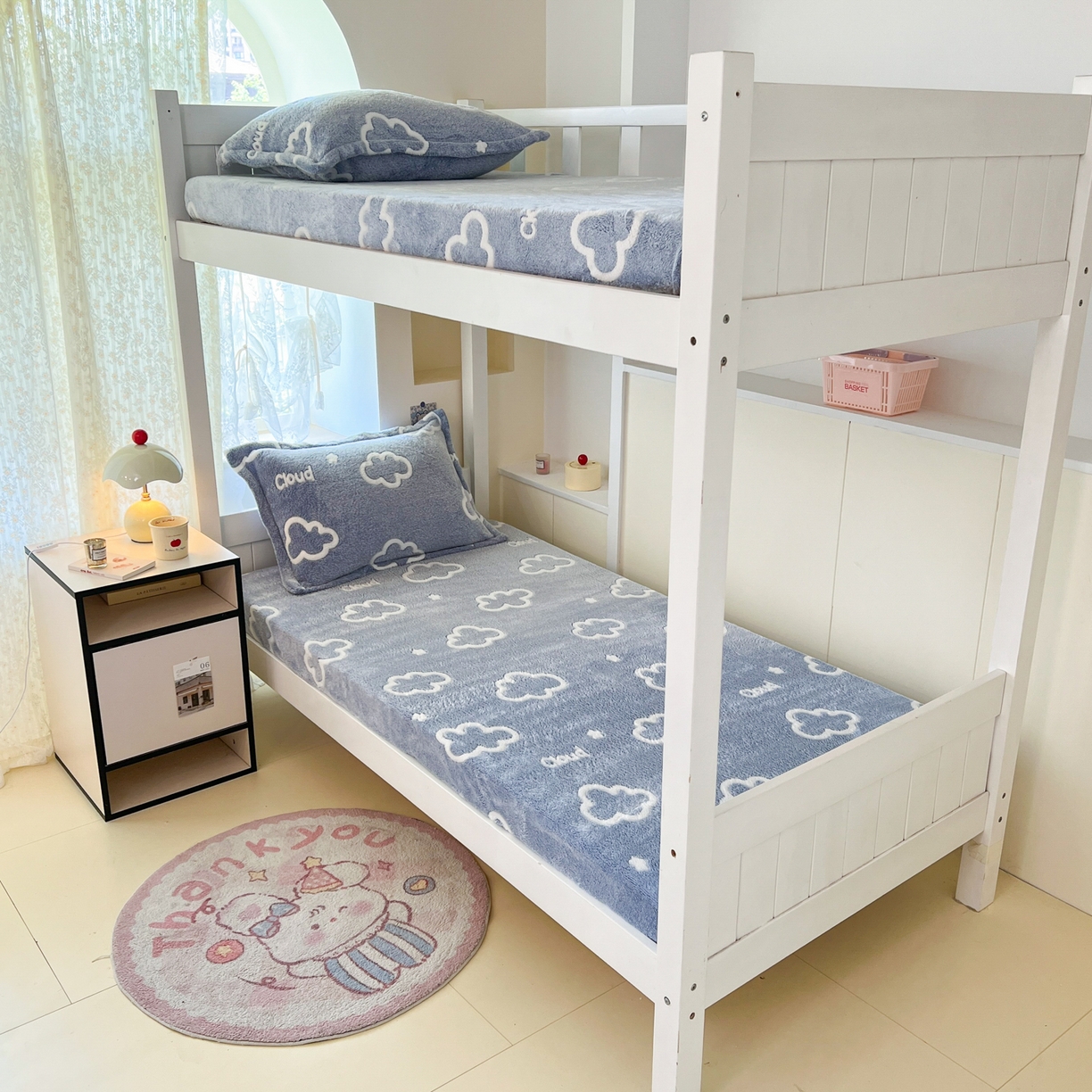 91家纺网 家纺一手货源 找家纺 川悦生活 2025新款雪花绒宿舍单床笠 床笠奶味云朵