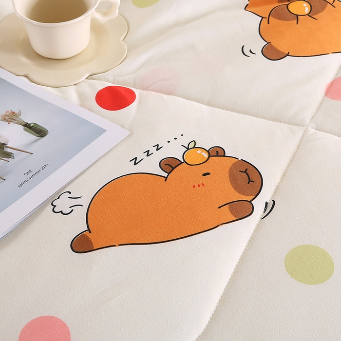 91家纺网 家纺一手货源 找家纺 欧朵 2025新款A类水洗棉豆豆绒被子冬被大豆被芯春秋被冬被 幼儿园 学生宿舍 四季被空调被子卡皮巴拉