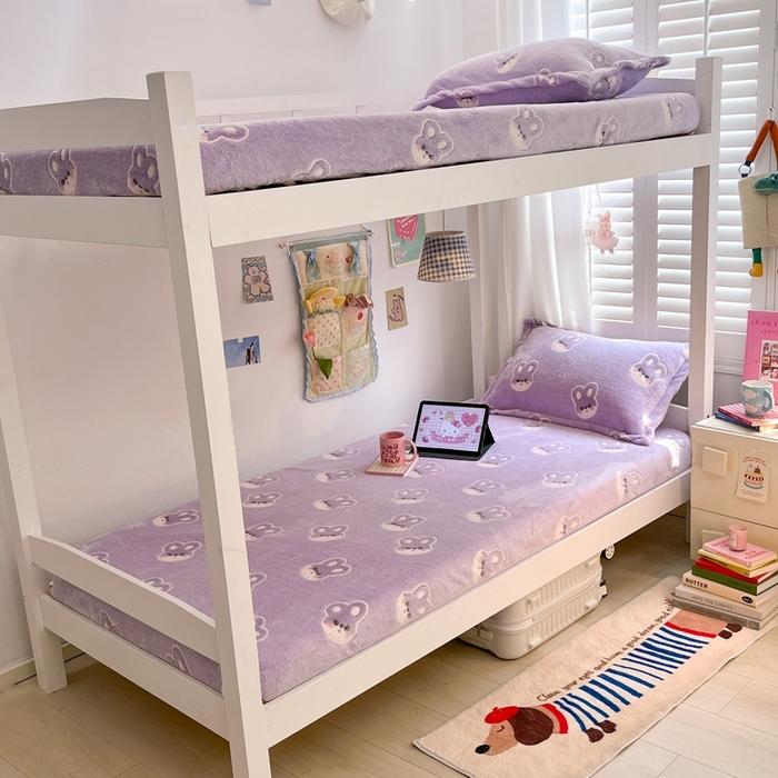 91家纺网 家纺一手货源 找家纺 川悦生活 2025新款雪花绒宿舍单床笠 床笠妮娜兔