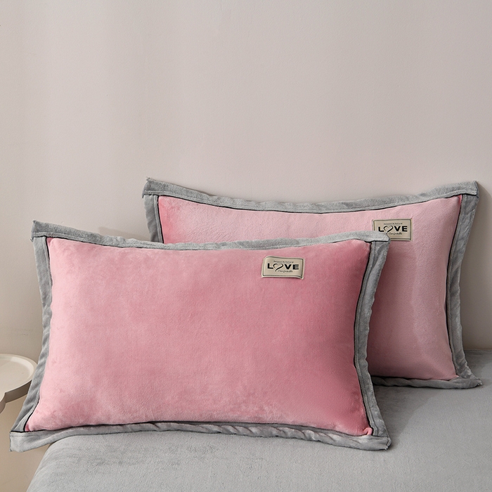 91家纺网 家纺一手货源 找家纺 馨梦缘-2025新款牛奶绒四件套 浅豆沙+浅灰