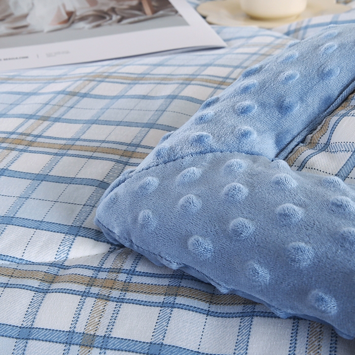 91家纺网 家纺一手货源 找家纺 欧朵 2025新款A类水洗棉豆豆绒被子冬被大豆被芯春秋被冬被 幼儿园 学生宿舍 四季被空调被子蓝大格