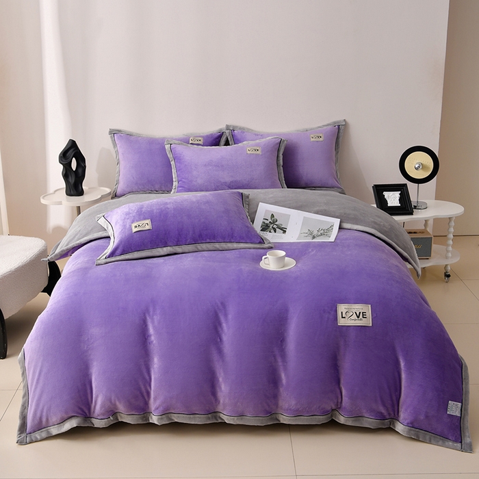 馨梦缘-2025新款牛奶绒四件套 香芋紫+浅灰