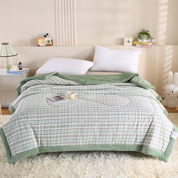 欧朵 2025新款A类水洗棉豆豆绒被子冬被大豆被芯春秋被冬被 幼儿园 学生宿舍 四季被空调被子绿大格