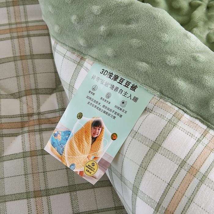 91家纺网 家纺一手货源 找家纺 欧朵 2025新款A类水洗棉豆豆绒被子冬被大豆被芯春秋被冬被 幼儿园 学生宿舍 四季被空调被子绿大格