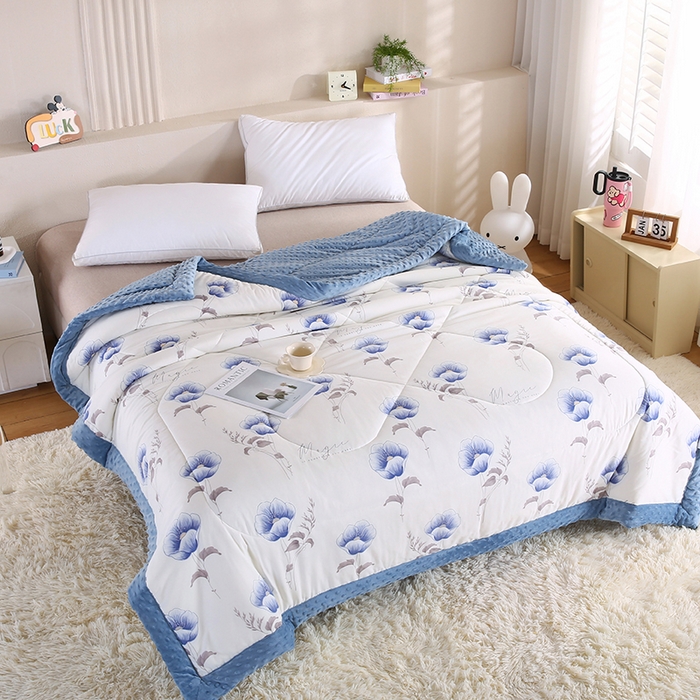 91家纺网 家纺一手货源 找家纺 欧朵 2025新款A类水洗棉豆豆绒被子冬被大豆被芯春秋被冬被 幼儿园 学生宿舍 四季被空调被子墨妍