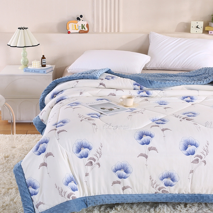 91家纺网 家纺一手货源 找家纺 欧朵 2025新款A类水洗棉豆豆绒被子冬被大豆被芯春秋被冬被 幼儿园 学生宿舍 四季被空调被子墨妍