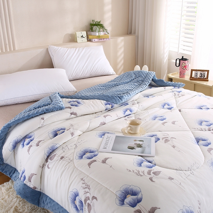 91家纺网 家纺一手货源 找家纺 欧朵 2025新款A类水洗棉豆豆绒被子冬被大豆被芯春秋被冬被 幼儿园 学生宿舍 四季被空调被子墨妍