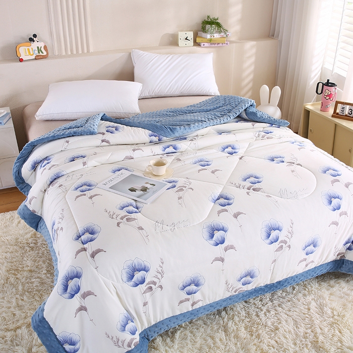 91家纺网 家纺一手货源 找家纺 欧朵 2025新款A类水洗棉豆豆绒被子冬被大豆被芯春秋被冬被 幼儿园 学生宿舍 四季被空调被子墨妍