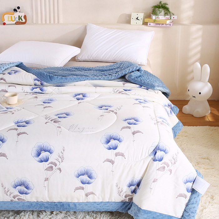 91家纺网 家纺一手货源 找家纺 欧朵 2025新款A类水洗棉豆豆绒被子冬被大豆被芯春秋被冬被 幼儿园 学生宿舍 四季被空调被子墨妍