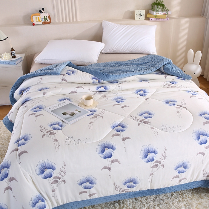 91家纺网 家纺一手货源 找家纺 欧朵 2025新款A类水洗棉豆豆绒被子冬被大豆被芯春秋被冬被 幼儿园 学生宿舍 四季被空调被子墨妍