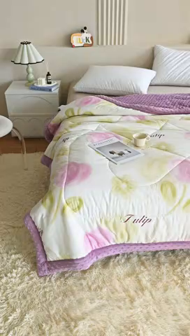 91家纺网 家纺一手货源 找家纺 欧朵 2025新款A类水洗棉豆豆绒被子冬被大豆被芯春秋被冬被 幼儿园 学生宿舍 四季被空调被子浅梦