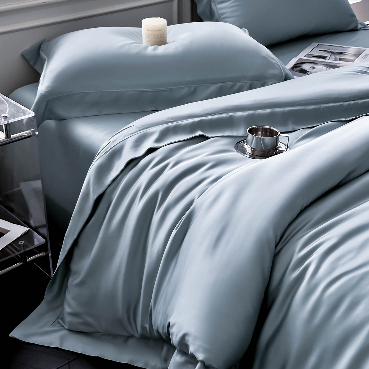 91家纺网 家纺一手货源 找家纺 （总）安妮家居 2025新款100S长绒棉贡缎纯色四件套