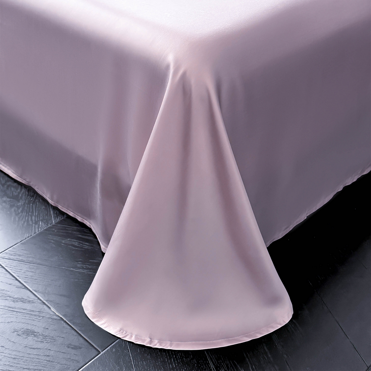 91家纺网 家纺一手货源 找家纺 安妮家居 2025新款100S长绒棉贡缎纯色四件套 柔缦紫