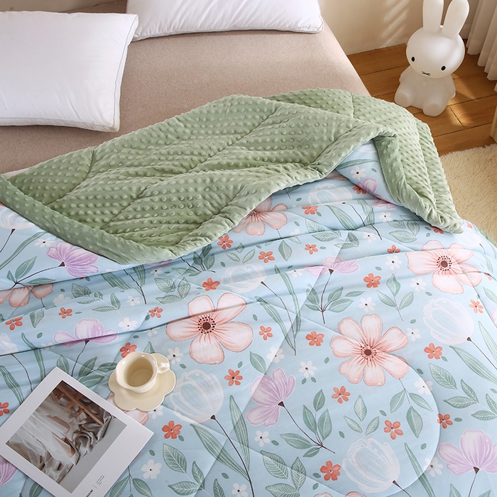 91家纺网 家纺一手货源 找家纺 欧朵 2025新款A类水洗棉豆豆绒被子冬被大豆被芯春秋被冬被 幼儿园 学生宿舍 四季被空调被子十里春风