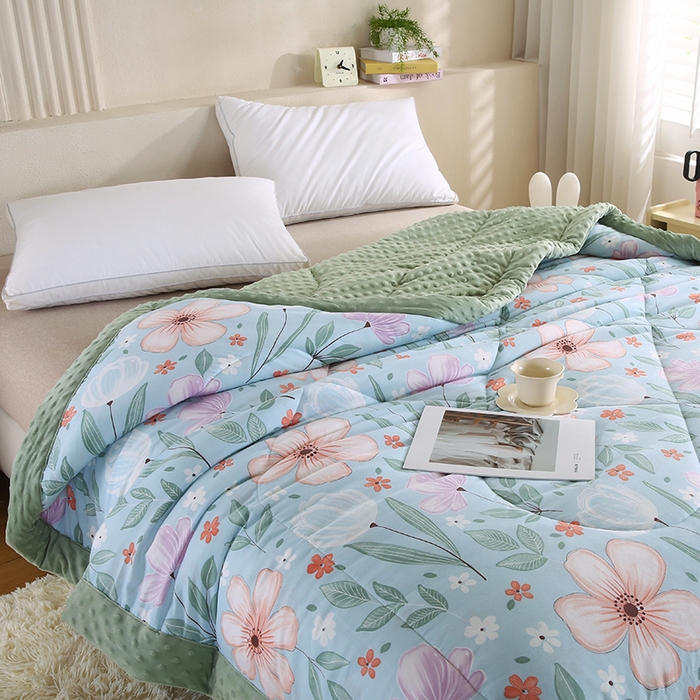 91家纺网 家纺一手货源 找家纺 欧朵 2025新款A类水洗棉豆豆绒被子冬被大豆被芯春秋被冬被 幼儿园 学生宿舍 四季被空调被子十里春风