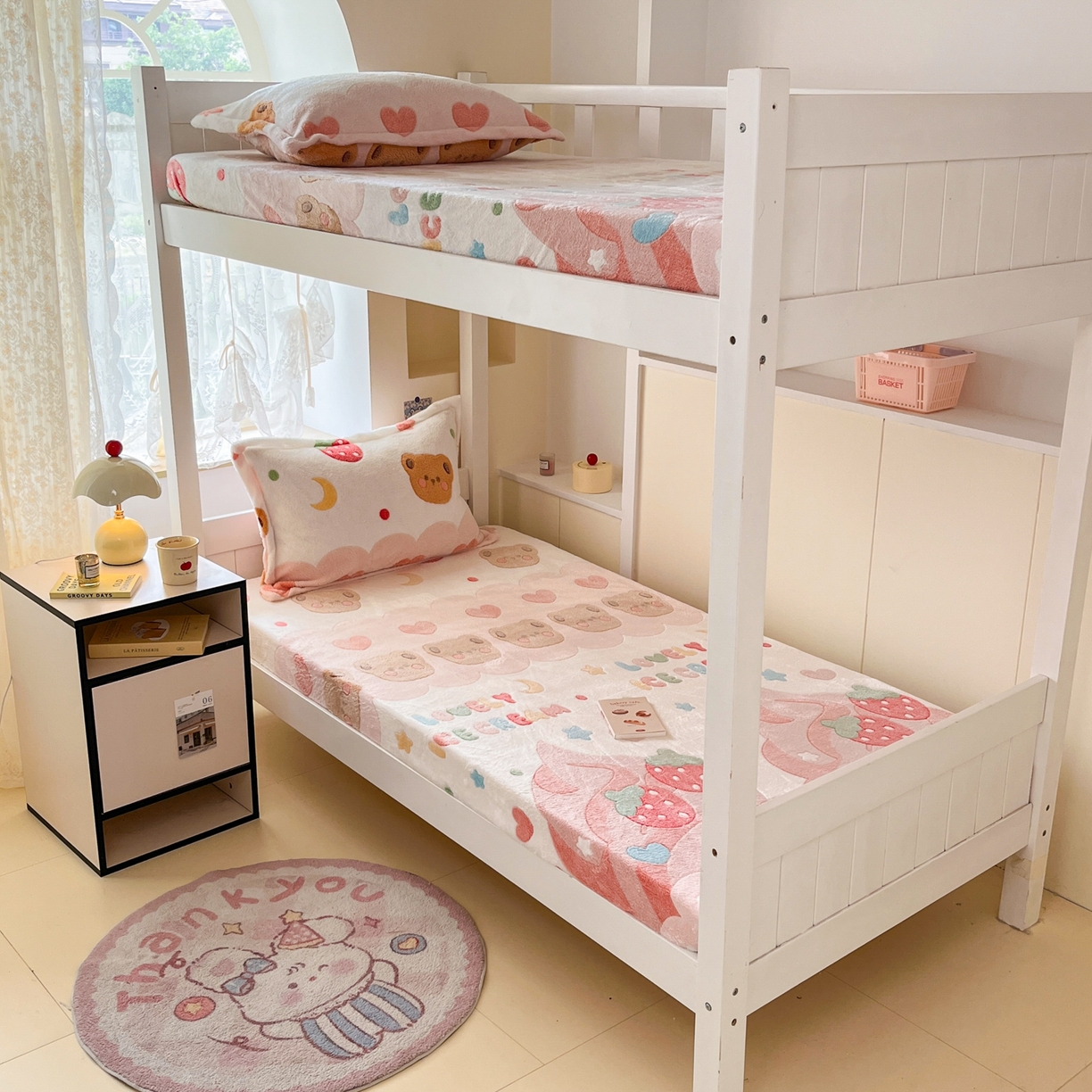 91家纺网 家纺一手货源 找家纺 川悦生活 2025新款雪花绒宿舍单床笠 床笠冰激凌熊