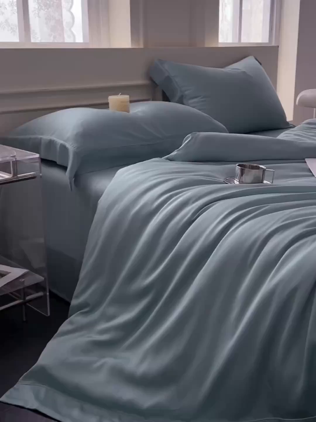 91家纺网 家纺一手货源 找家纺 （总）安妮家居 2025新款100S长绒棉贡缎纯色四件套