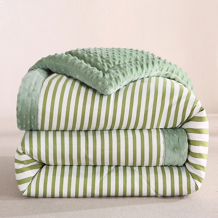 91家纺网 家纺一手货源 找家纺 欧朵 2025新款A类水洗棉豆豆绒被子冬被大豆被芯春秋被冬被 幼儿园 学生宿舍 四季被空调被子甜辣风-抹绿条