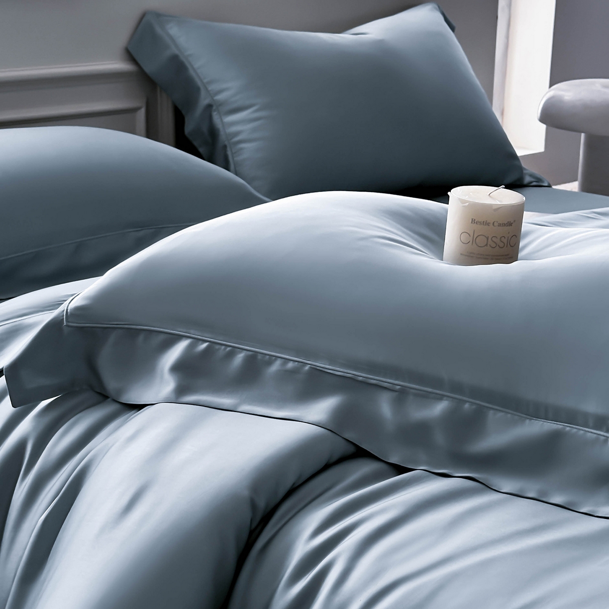 91家纺网 家纺一手货源 找家纺 （总）安妮家居 2025新款100S长绒棉贡缎纯色四件套