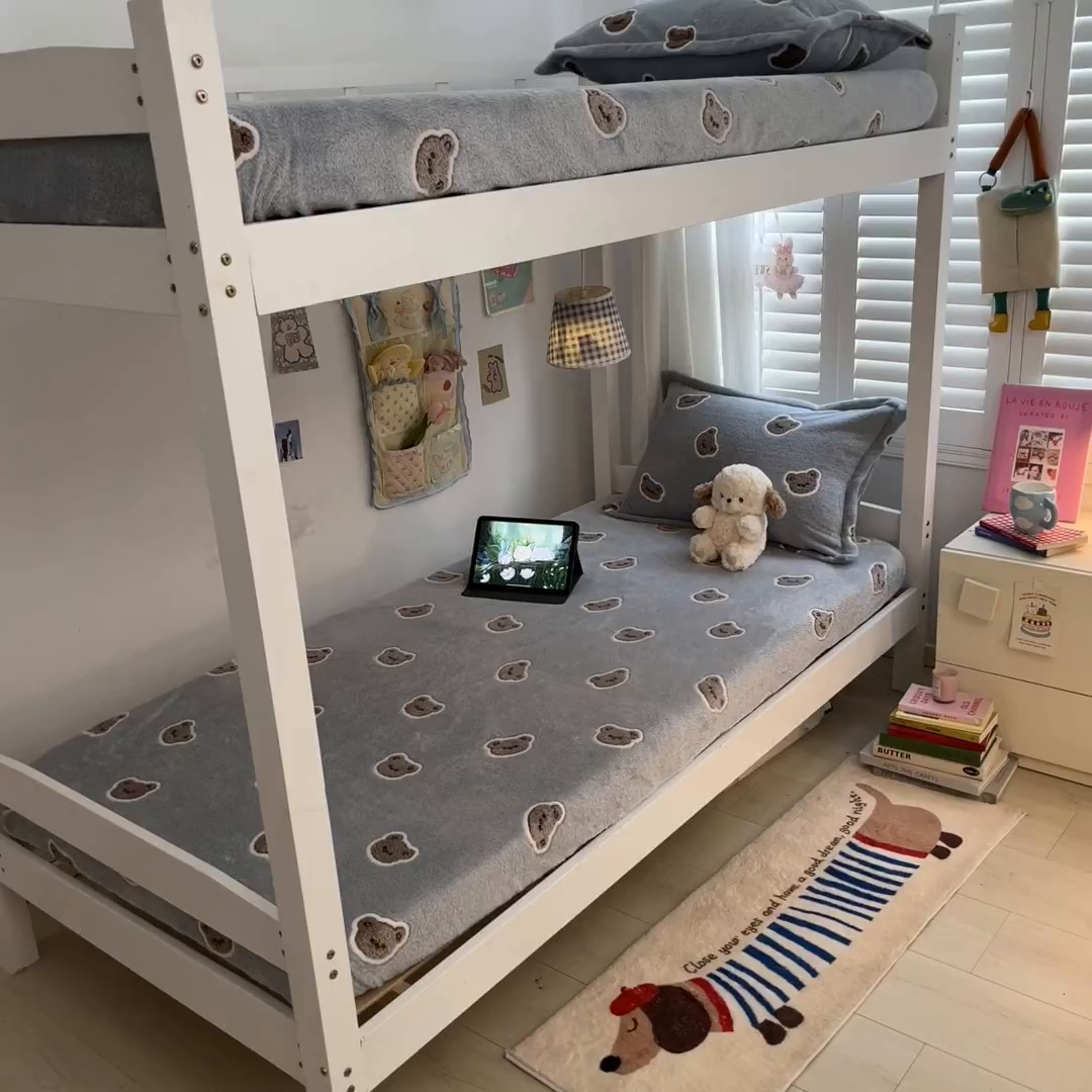 91家纺网 家纺一手货源 找家纺 川悦生活 2025新款雪花绒宿舍单床笠 床笠波波熊