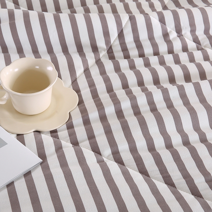 91家纺网 家纺一手货源 找家纺 欧朵 2025新款A类水洗棉豆豆绒被子冬被大豆被芯春秋被冬被 幼儿园 学生宿舍 四季被空调被子甜辣风-深灰条