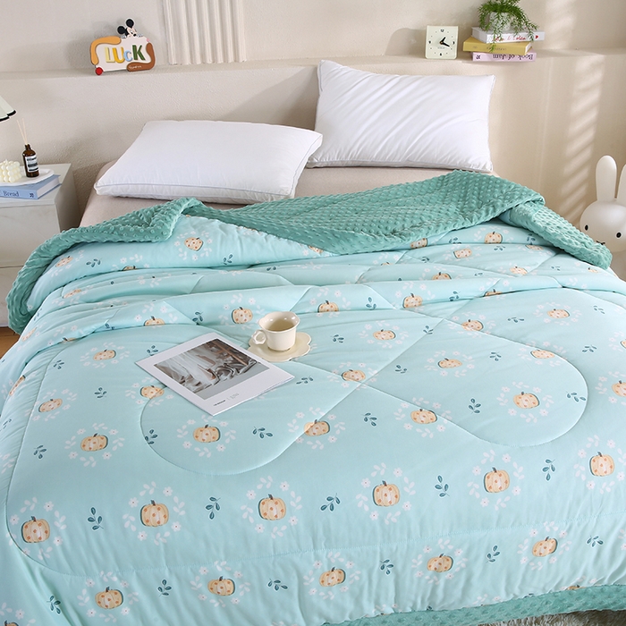 91家纺网 家纺一手货源 找家纺 欧朵 2025新款A类水洗棉豆豆绒被子冬被大豆被芯春秋被冬被 幼儿园 学生宿舍 四季被空调被子小南瓜