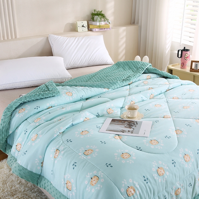 91家纺网 家纺一手货源 找家纺 欧朵 2025新款A类水洗棉豆豆绒被子冬被大豆被芯春秋被冬被 幼儿园 学生宿舍 四季被空调被子小南瓜