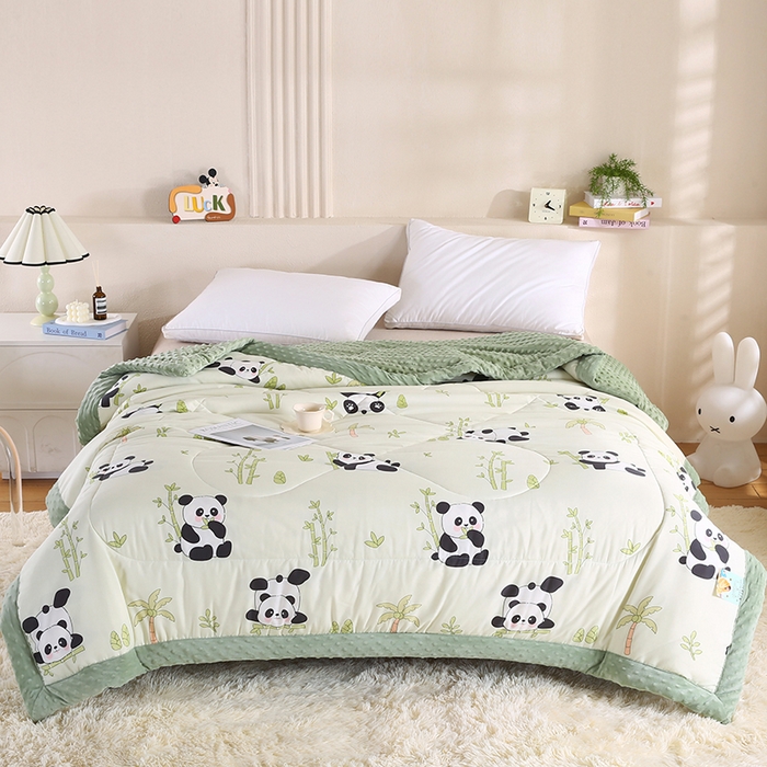 欧朵 2025新款A类水洗棉豆豆绒被子冬被大豆被芯春秋被冬被 幼儿园 学生宿舍 四季被空调被子熊猫竹竹