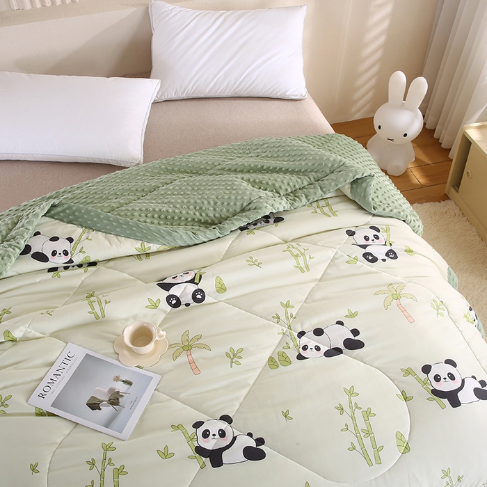 91家纺网 家纺一手货源 找家纺 欧朵 2025新款A类水洗棉豆豆绒被子冬被大豆被芯春秋被冬被 幼儿园 学生宿舍 四季被空调被子熊猫竹竹