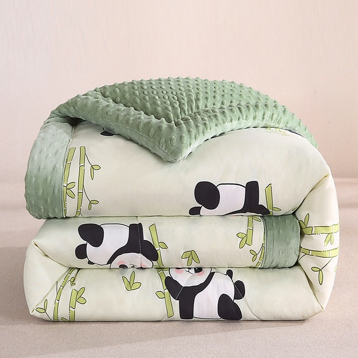 91家纺网 家纺一手货源 找家纺 欧朵 2025新款A类水洗棉豆豆绒被子冬被大豆被芯春秋被冬被 幼儿园 学生宿舍 四季被空调被子熊猫竹竹