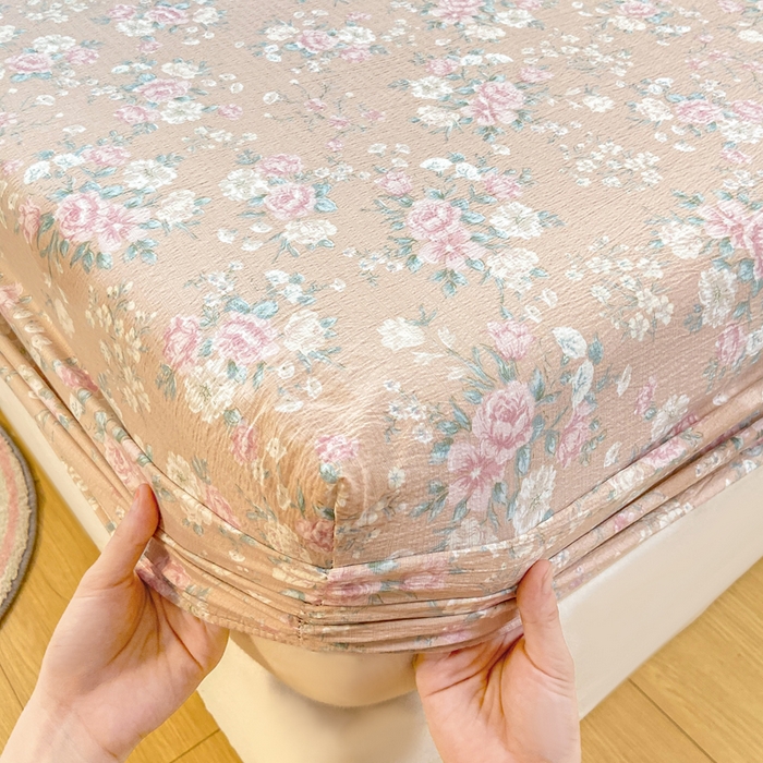 91家纺网 家纺一手货源 找家纺 玉海棠家纺 2025新款直播爆款双层纱床笠三件套 爱如星辰