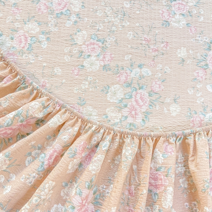 91家纺网 家纺一手货源 找家纺 玉海棠家纺 2025新款直播爆款双层纱床笠三件套 爱如星辰