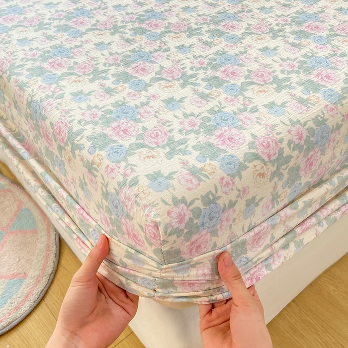 91家纺网 家纺一手货源 找家纺 玉海棠家纺 2025新款直播爆款双层纱床笠三件套 白月光