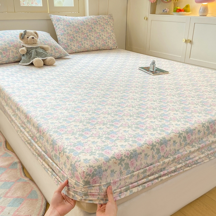 91家纺网 家纺一手货源 找家纺 玉海棠家纺 2025新款直播爆款双层纱床笠三件套 白月光