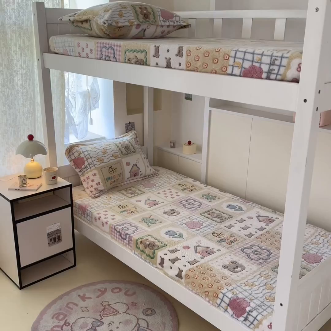 91家纺网 家纺一手货源 找家纺 川悦生活 2025新款雪花绒宿舍单床笠 床笠嘎嘎小熊