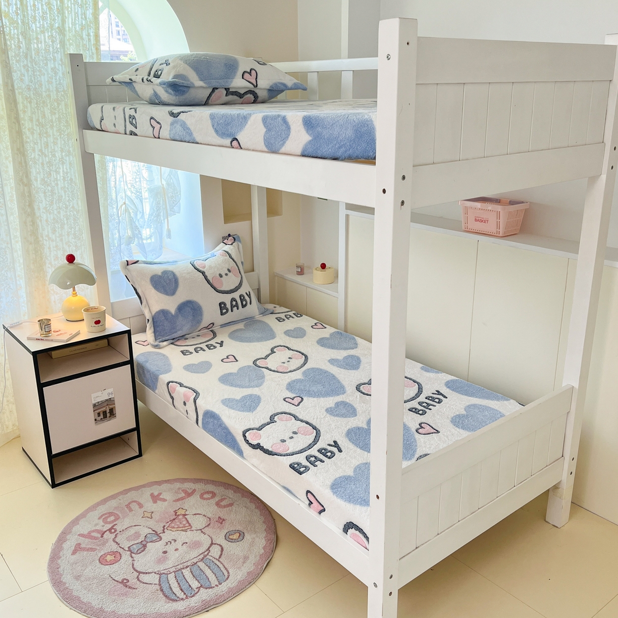 91家纺网 家纺一手货源 找家纺 川悦生活 2025新款雪花绒宿舍单床笠 床笠可爱熊